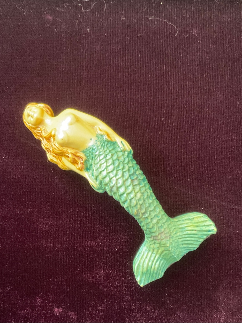 Vintage Ceramic Mermaid Razor in Teal and Coppery Orange
